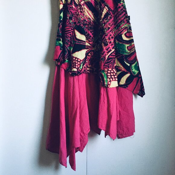 Pink Batik Womens Fairy Grunge Two Layer Handkerchief Hem Maxi Dress - Picture 5 of 16